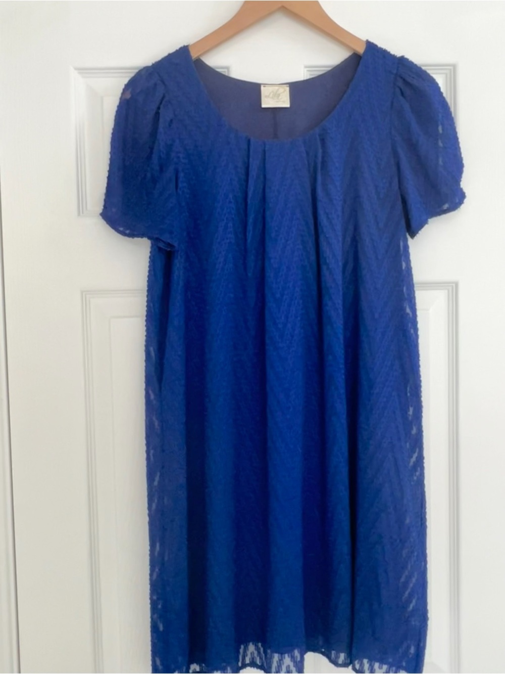Royal Blue Lace Short-Sleeve Mini Dress